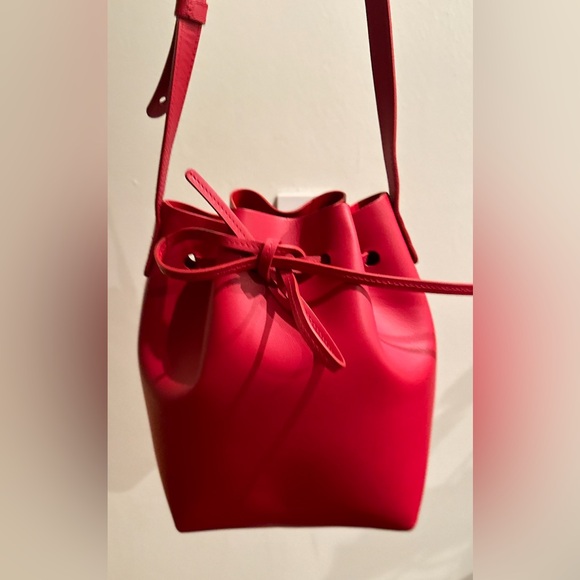 šNEW-HTF MANSUR GAVRIEL RED *CALF-LEATHER* MINI-BUCKET BAG (*Calf>Veg Tanned*) - Picture 9 of 16
